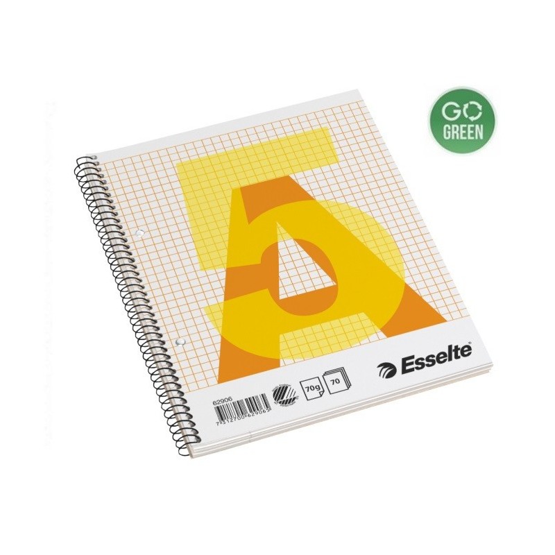 Sąsiuvinis su spirale šone A5/70l ESSELTE langeliais