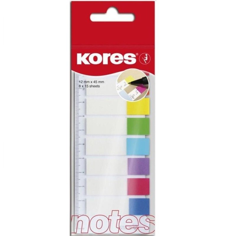 Indeksai žymekliai plastikiniai KORES 12mmx45mm 8x15l