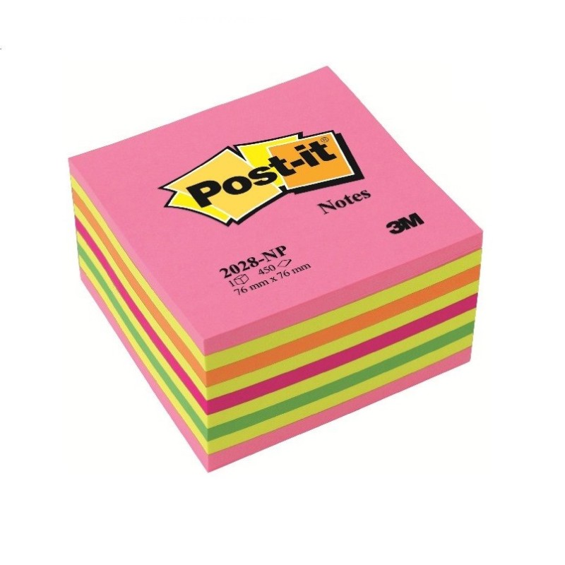 Lipnių lapelių kubas 3M POST-IT 76x76mm rausvi/gelsvi