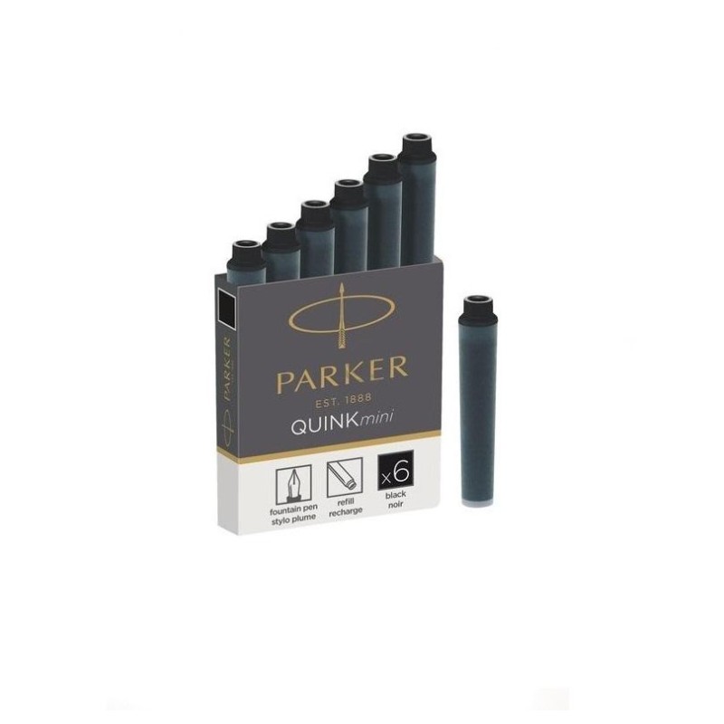 Rašalo kapsulės PARKER QUINK mini, juodos sp. 6vnt