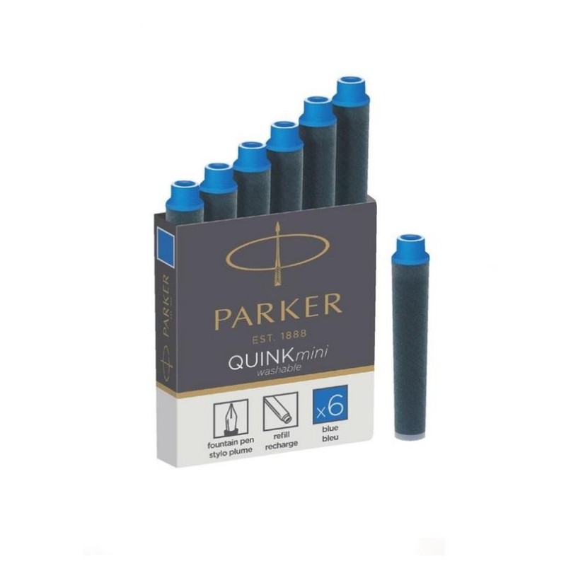 Rašalo kapsulės PARKER QUINK mini, mėlynos sp. 6vnt
