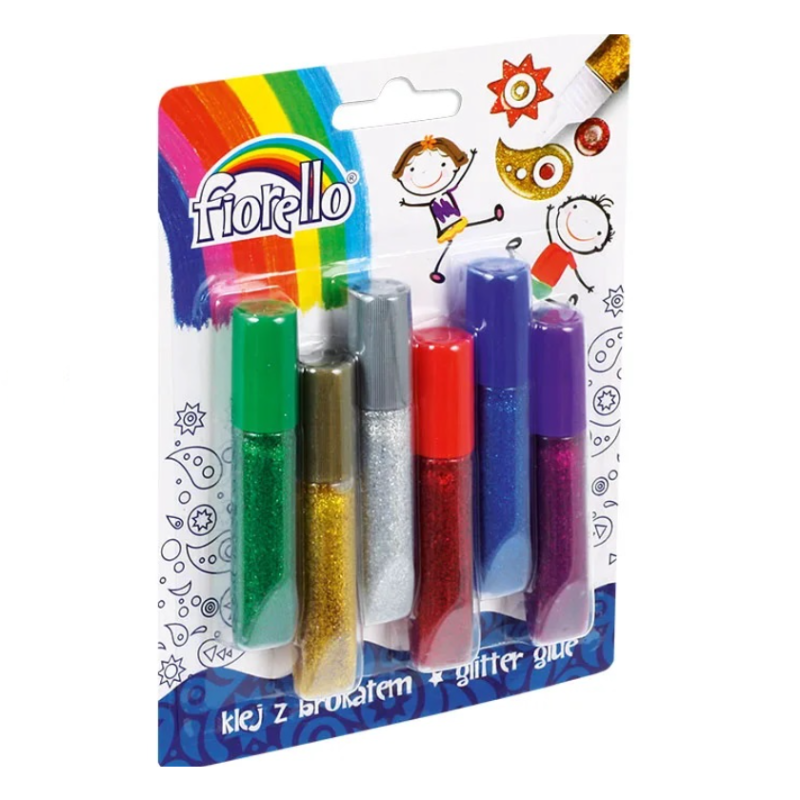 Klijai su blizgučiais FIORELLO GR-BK06 B6,  6 spalvos x 6ml
