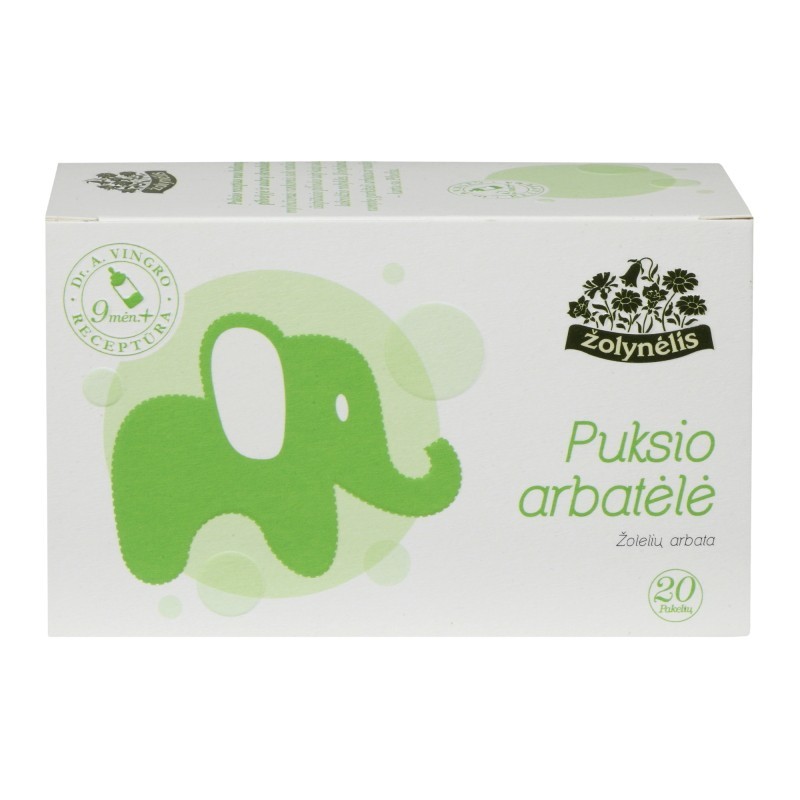 Puksio, žolelių arbatėlė nuo 9 mėn., Žolynėlis, 20 pakelių