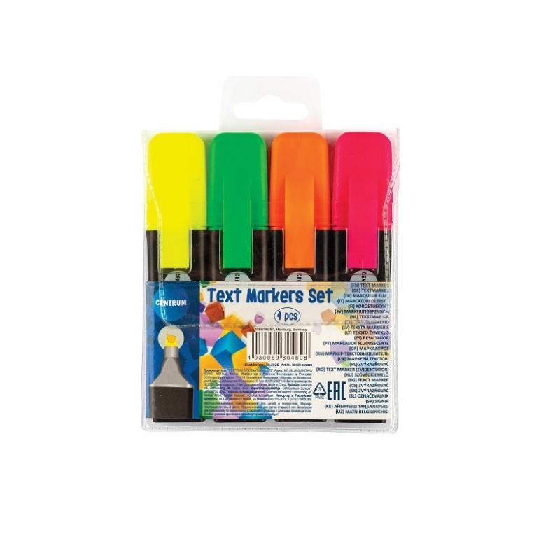 Teksto žymeklių rinkinys 4 vnt 1-5mm CENTRUM įp.12