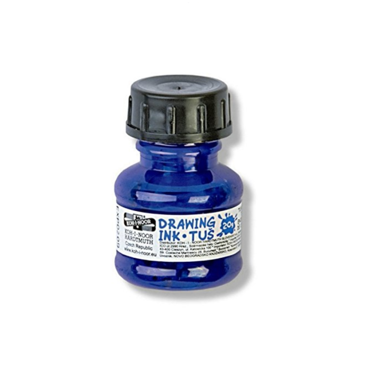 Tušas braižybai KOH-I-NOOR mėlynas 20ml.