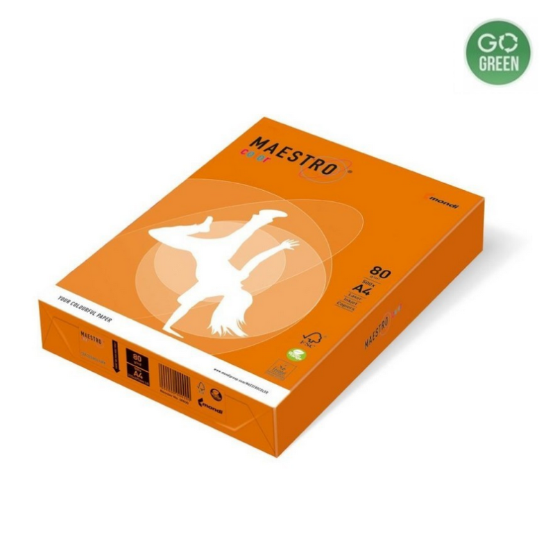 Spalvotas popierius MAESTRO  COLOR A4 80 g. 500 l. oranžinė sp.