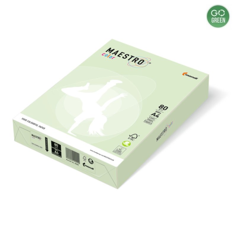 Spalvotas popierius MAESTRO COLOR A4 80 g. 500 l. žalsva sp.