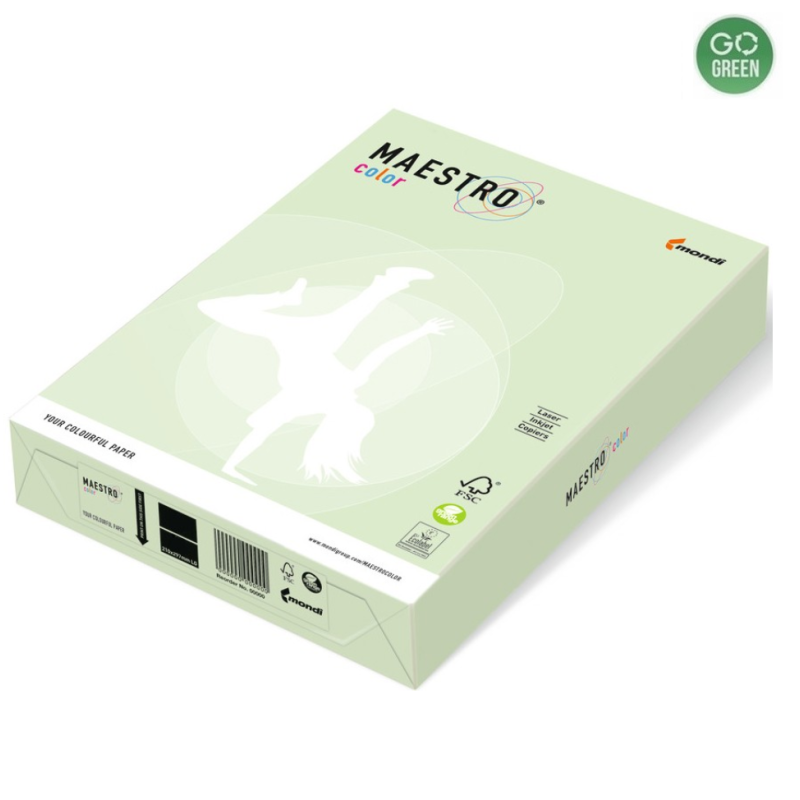 Spalvotas popierius MAESTRO COLOR A4 160 g. 250 l. žalsva sp.
