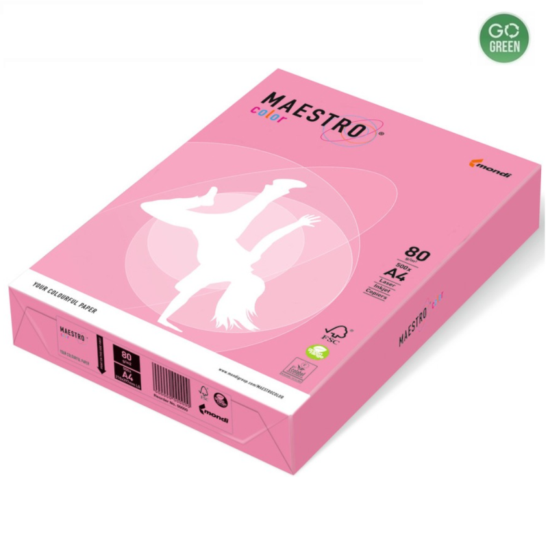 Spalvotas popierius MAESTRO COLOR A4  80 g. 500 l. neoninė rožinė sp.