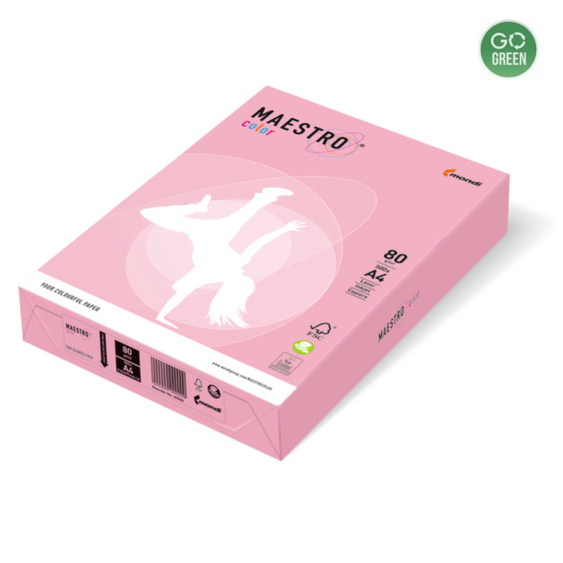 Spalvotas popierius MAESTRO COLOR A4 160 g. 250 l. šv. rožinė sp.