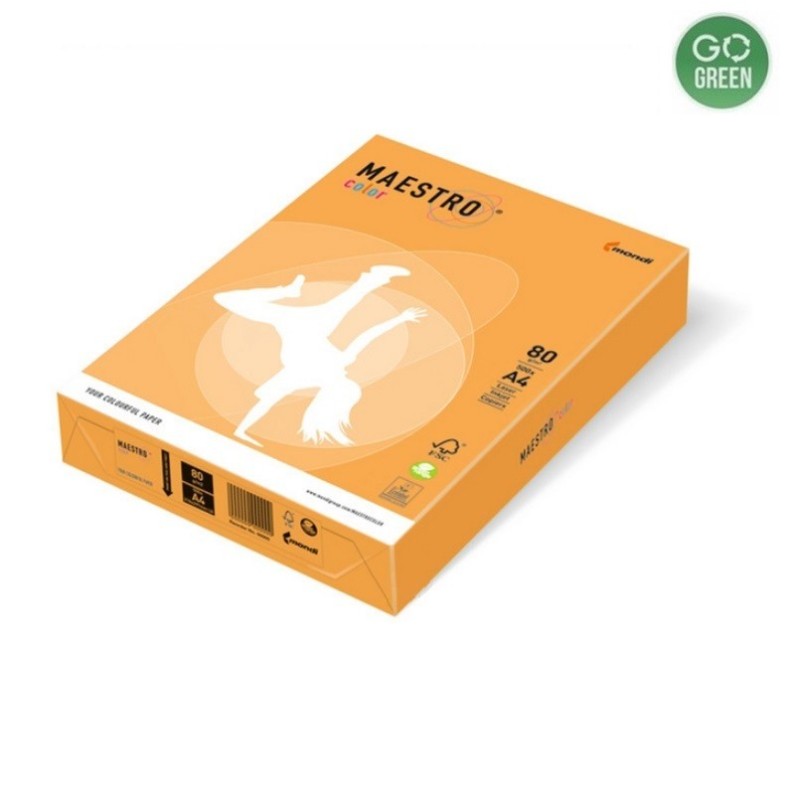 Spalvotas popierius MAESTRO COLOR 80 g. A4 500 l. neoninė oranžinė sp.