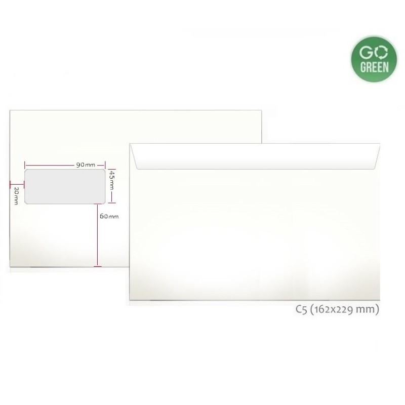 Vokas C5 (162x229) 80g su juostele ir langeliu kairėje 45x90