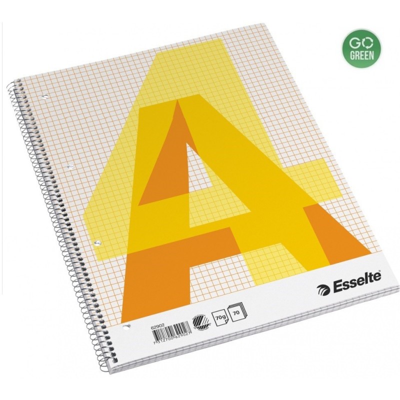 Sąsiuvinis su spirale šone A4/70l ESSELTE langeliais, įp10