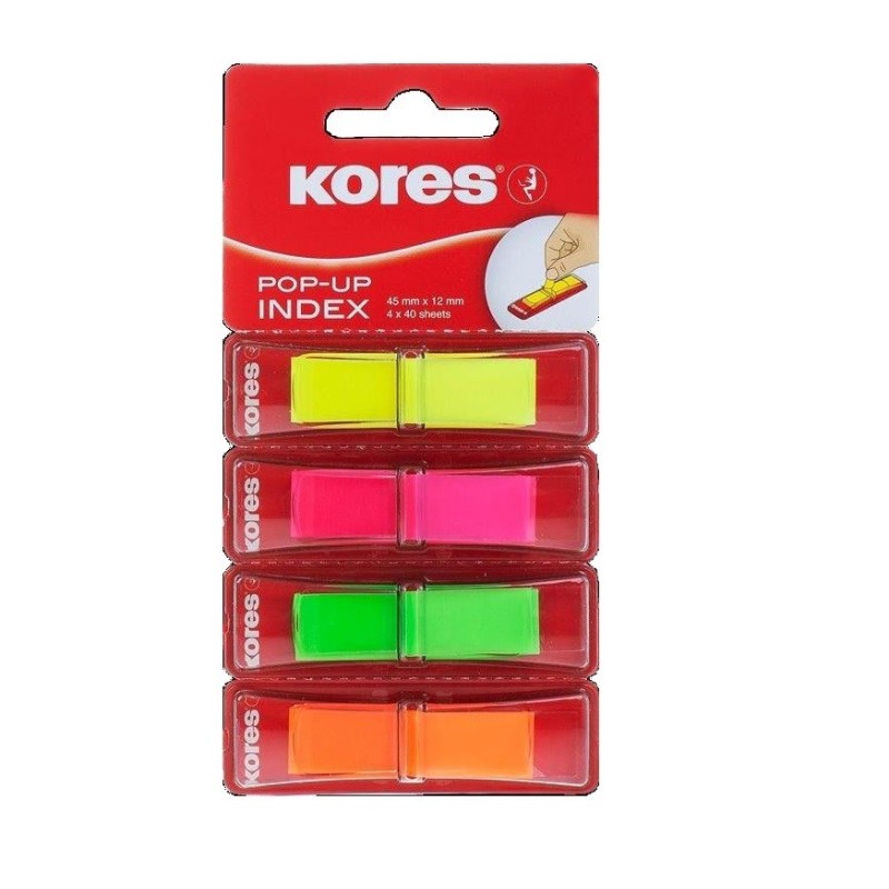 Indeksai žymekliai plastikiniai KORES 12mmx45mm 4x40l