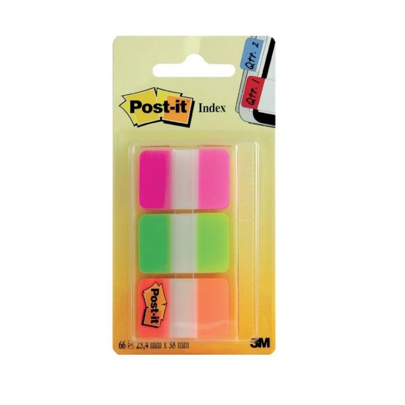 Indeksai-žymekliai stiprūs 3M POST-IT 3 spalvos (rožinė/žalia/oranžinė)