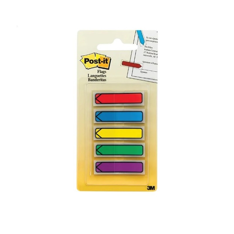Indeksų-žymeklių RODYKLĖ kompl. 3M POST-IT 5sp.11,9x43,2 mm