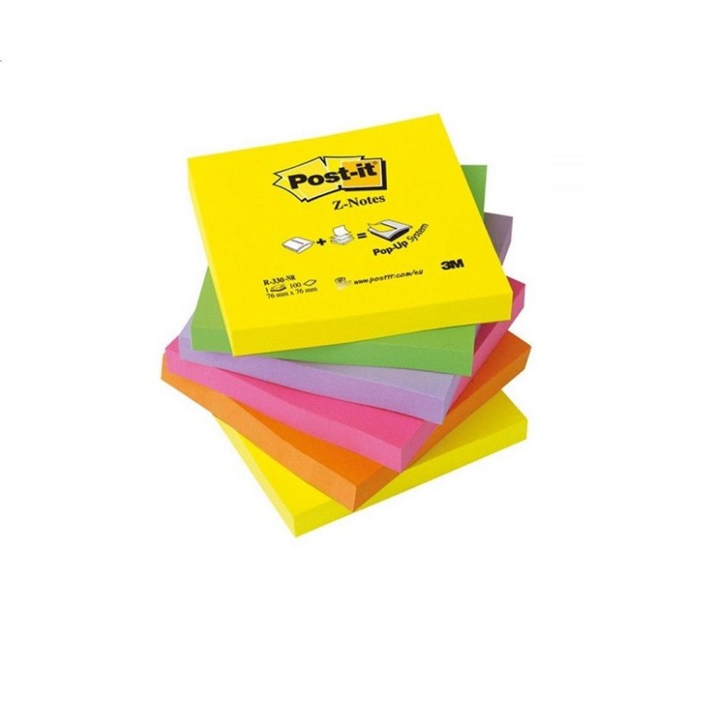 Lipnūs lapeliai 3M POST-IT Z-NOTE 76x76mm. ryškių spalvų