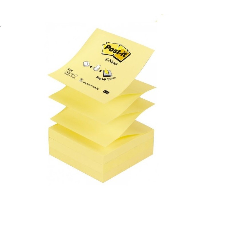 Lipnūs lapeliai 3M Post-it Z-NOTE 76x76mm. geltoni įp.12