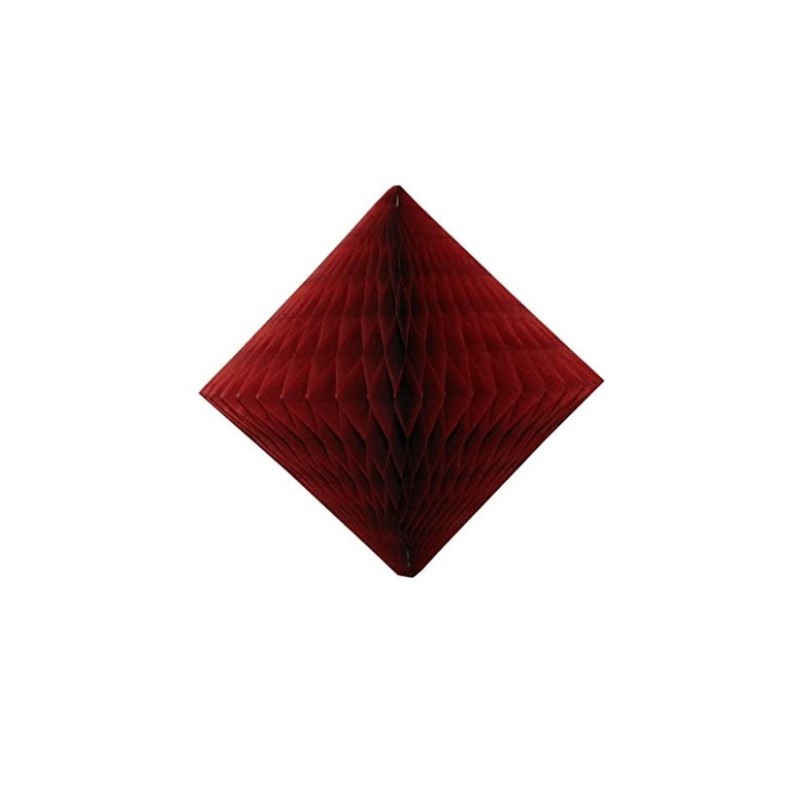 Popierinė dekoracija deimantas 10cm, bordo spalvos