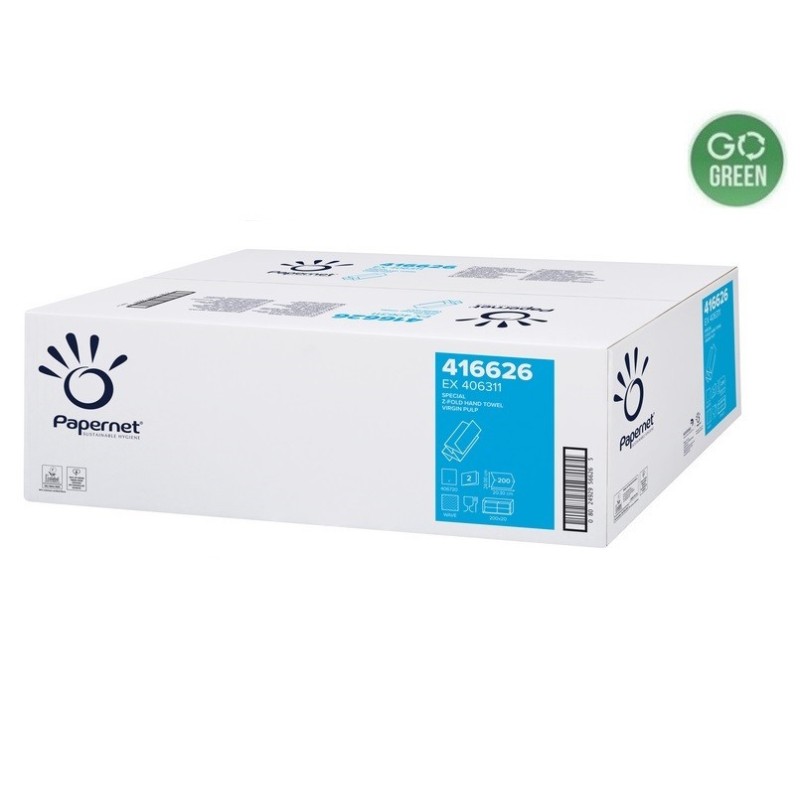 Popieriniai rankšluosčiai servetėlėmis PAPERNET Z 2sl. 200serv. 20,3x24cm įp.20