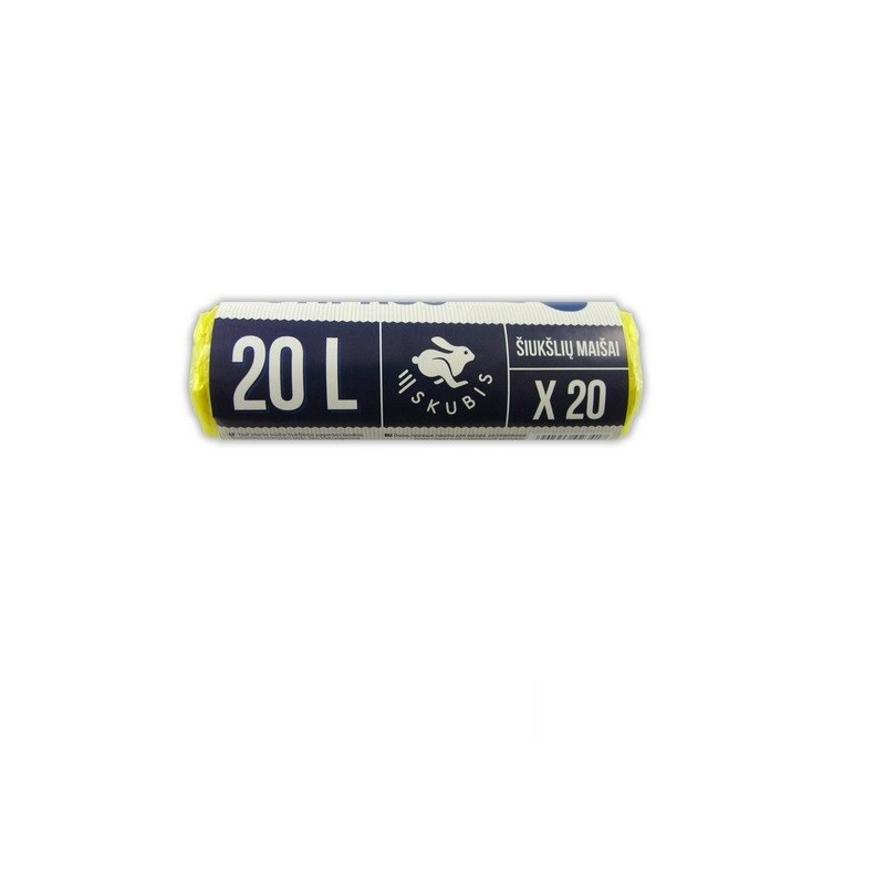 Maišai šiukšlėms 20l/20vnt. ypač stiprūs SKUBIS, geltonos spalvos, įp.85