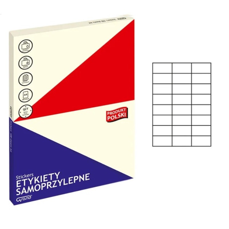 Lipnios etiketės  GRAND 014 A4 70x37mm. 24 lip. 100l.