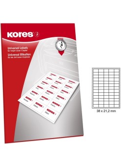 Lipnios etiketės KORES A4 38x21,2mm. 65lip. 25l.