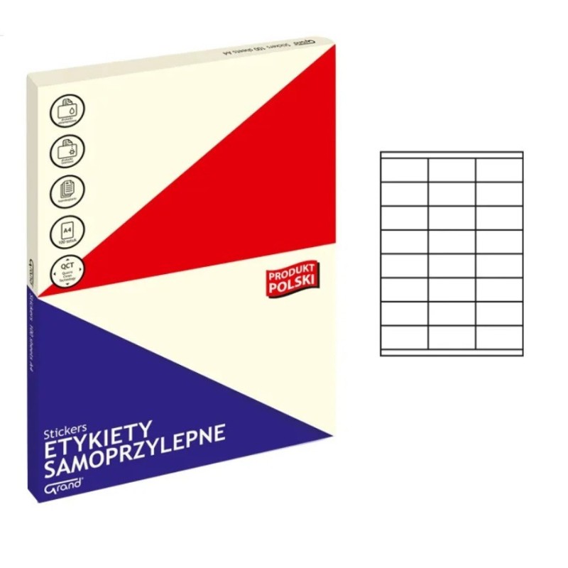 Lipnios etiketės GRAND 012 A4 70x35mm. 24 lip. 100l.