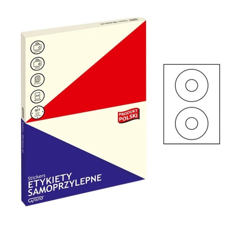 Lipnios etiketės  GRAND 033 A4 skersmuo 117mm. 2 lip. 100l.