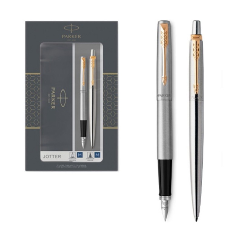 Rašiklių rinkinys  PARKER JOTTER, sidabro sp. su aukso sp. detalėmis
