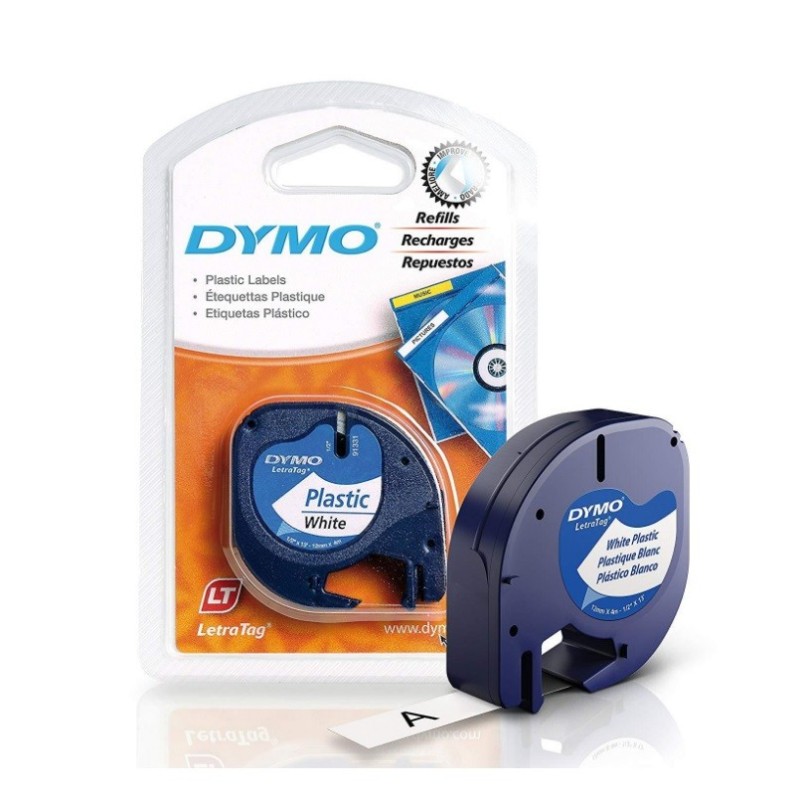 Juostelė DYMO LETRATAG 12mmx4m balta plastikinė