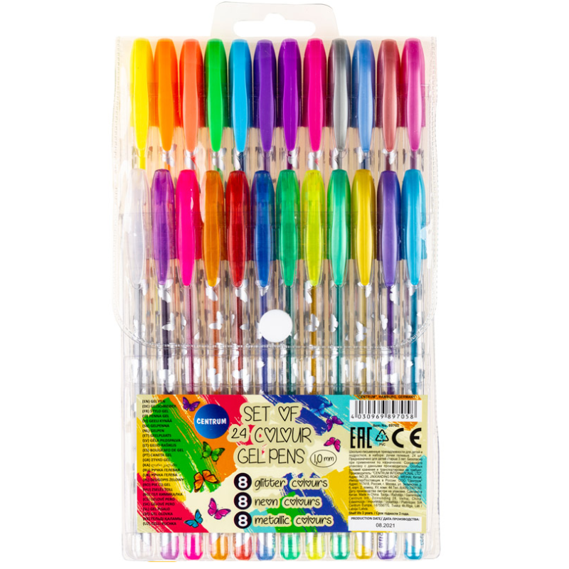 Gelinių rašiklių rinkinys GLITTER 24vnt 1.0mm CENTRUM
