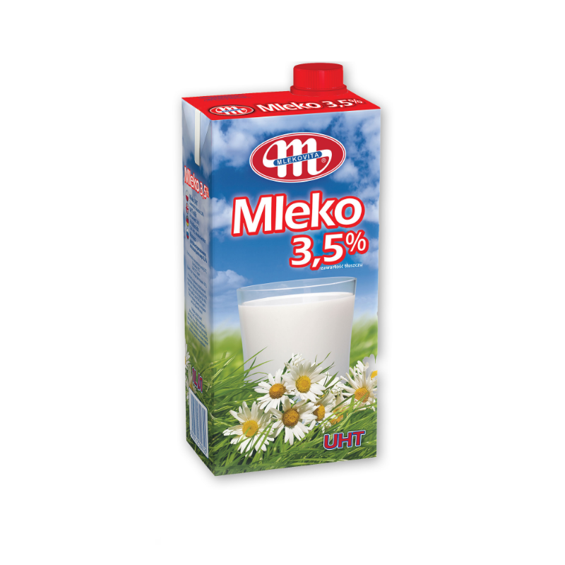 Pienas MLEKOVITA 3,5% riebumo 1l įp.12