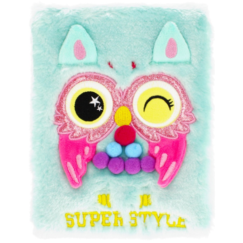 Užrašų knygutė pliušinė STARPAK OWL A5 šv. žalia