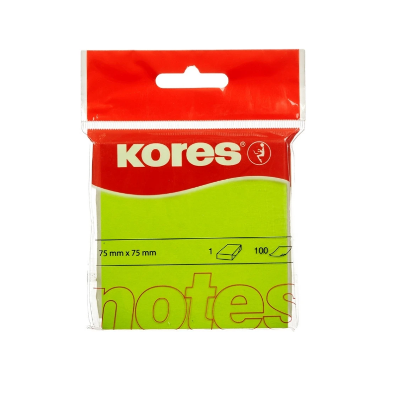 Lipnūs lapeliai KORES 75x75mm 100l. žalios  spalvos, įp.12 vnt.