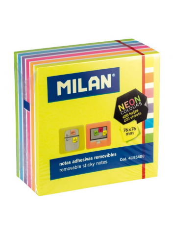 Lipnūs lapeliai MILAN NEON 76x76mm 7sp.400lap. kubas