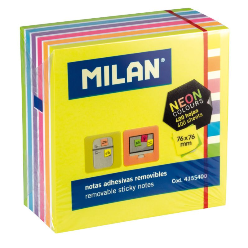 Lipnūs lapeliai MILAN NEON 76x76mm 7sp.400lap. kubas