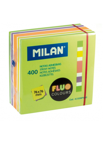 Lipnūs lapeliai MILAN FLUO 76x76mm 5sp.400lap. kubas