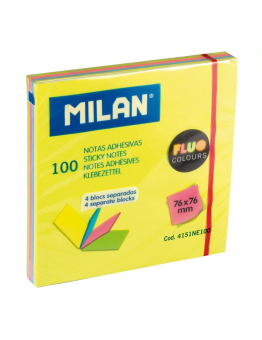 Lipnūs lapeliai MILAN FLUO 76x76mm 4sp.100lap.