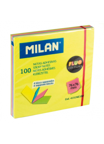 Lipnūs lapeliai MILAN FLUO 76x76mm 4sp.100lap.