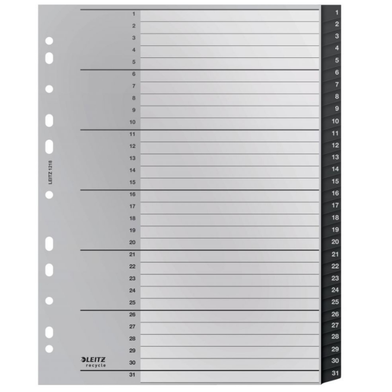 Skiriamieji lapai iš perdirbto plastiko A4 1-31 LEITZ, įp.10