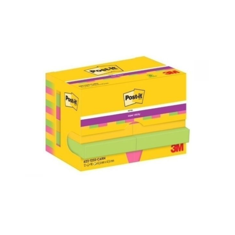 Lipnūs lapeliai 3M POST-IT CARNIVAL 47,6x47,6mm, 12vnt.