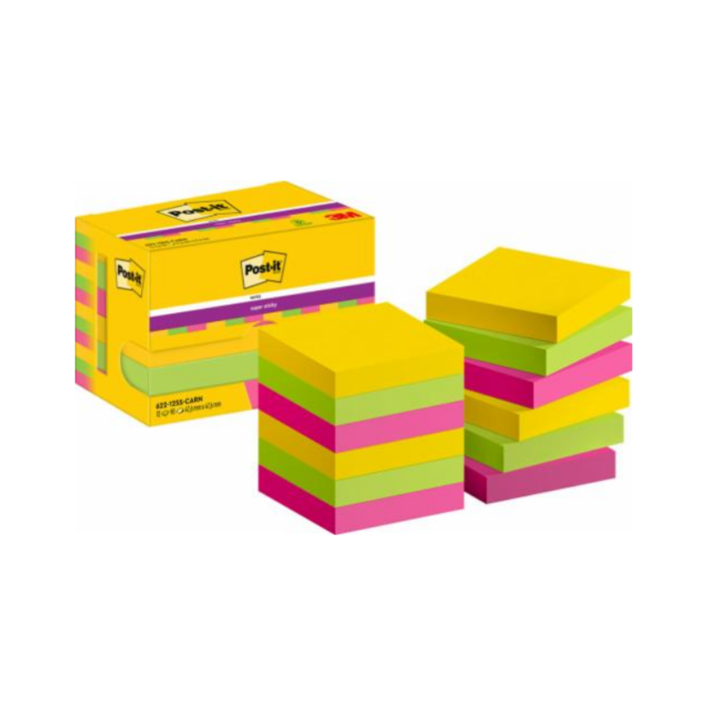 Lipnūs lapeliai 3M POST-IT CARNIVAL 47,6x47,6mm, 12vnt.