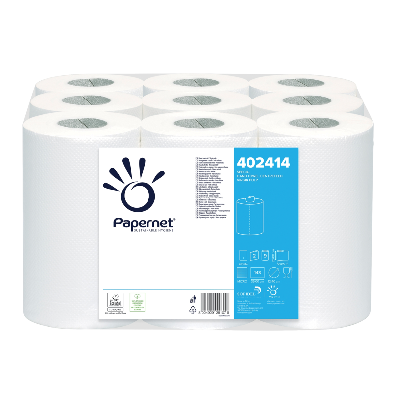 Popierinis rankšluostis rulone PAPERNET 2sl. 50m, 143serv., 20x12,4cm įp.9