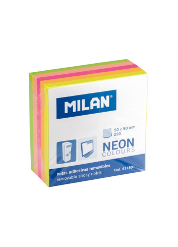 Lipnūs lapeliai MILAN NEON 50x50mm 5sp.250lap. kubas