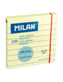 Lipnūs lapeliai su linijomis MILAN 76x76mm.100l. geltonos sp.