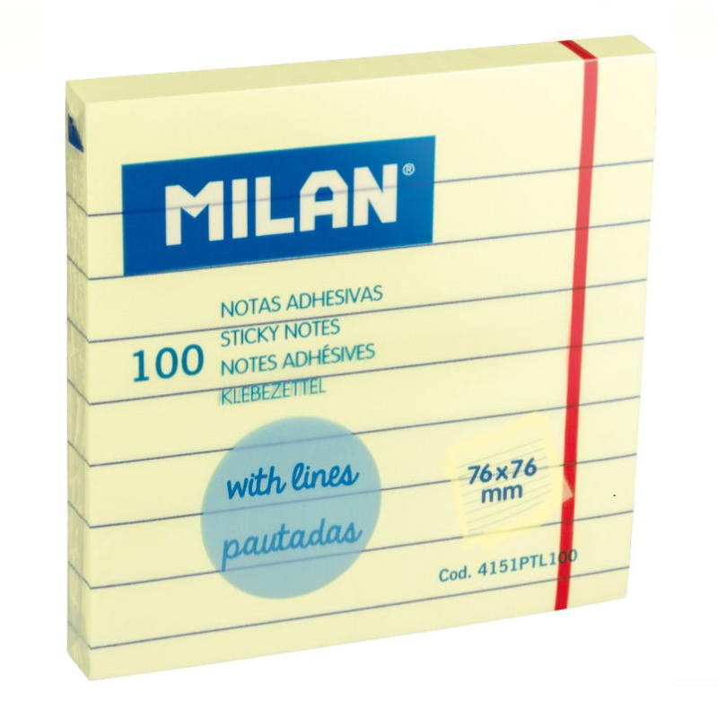 Lipnūs lapeliai su linijomis MILAN 76x76mm.100l. geltonos sp.