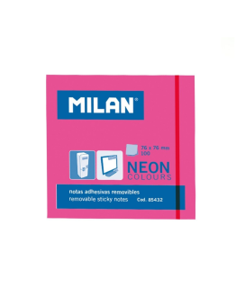 Lipnūs lapeliai MILAN NEON 76x76mm rožinė sp. 100lap.