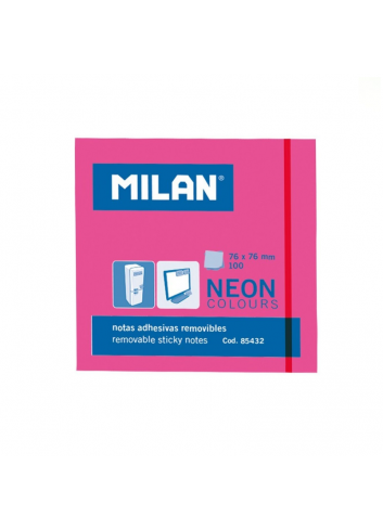 Lipnūs lapeliai MILAN NEON 76x76mm rožinė sp. 100lap.