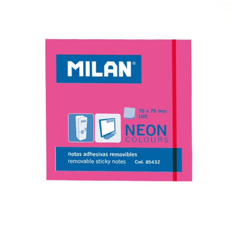 Lipnūs lapeliai MILAN NEON 76x76mm rožinė sp. 100lap.